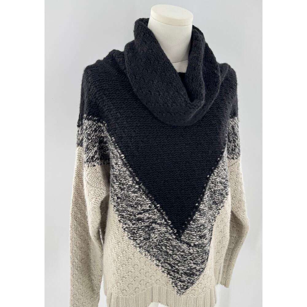 Autumn Cashmere Gray Black Beige Cowl Neck Sweater Pullover Wool Small Medium